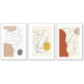 Abstract line art 3 sets White Frame Canvas Wall Art Home Decor