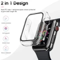 2Pcs Apple Watch Series 7 SE Full Body Hard Case Cover+Tempered Glass 45mm-Black