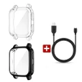 For Garmin Venu SQ Music Shockproof Clear TPU Case Full Cover Screen Protector-For Garmin Venu SQ Music-Case+Charger Cable-Clear
