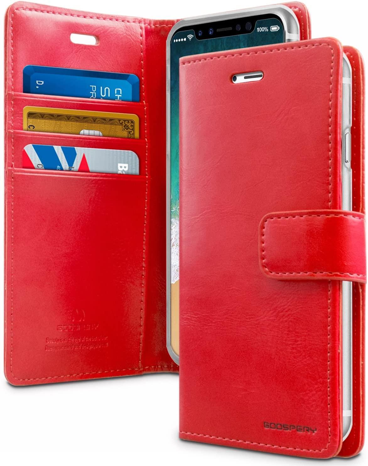 iPhone 13 Genuine Mercury Goospery Blue Moon Wallet Case-RED