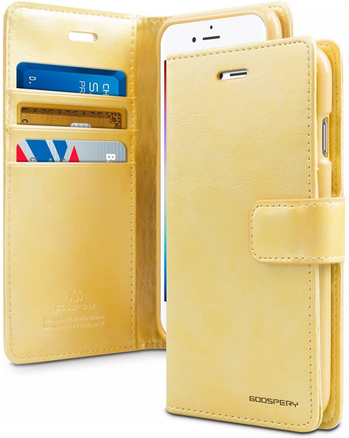 iPhone 13 Pro Max Genuine Mercury Goospery Blue Moon Wallet Case-GOLD