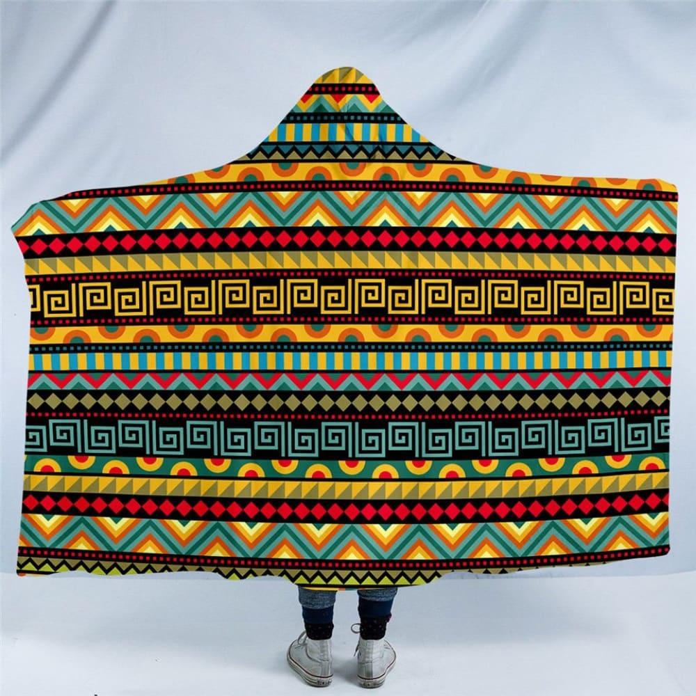 Hooded Blanket Aztec Sherpa Fleece Wearable