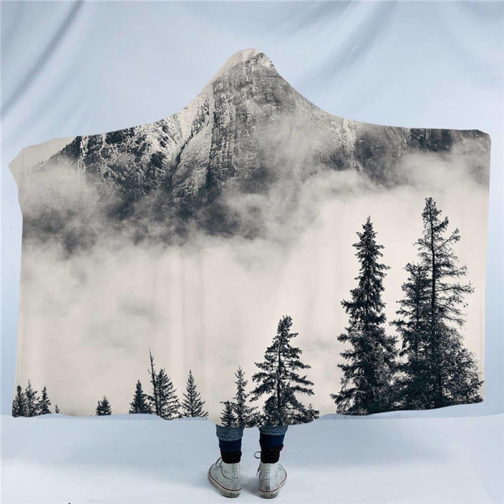 Hooded Blanket Coniferous Tree Sherpa Fleece