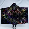 Hooded Blanket for Adults Kids Floral Sherpa