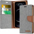 iPhone XR Genuine Mercury Goospery Canvas Wallet Case-GREY