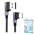 8WARE Premium 1m Samsung Certified 90 Degree Angle USB Type C Data Sync Fast Charging Cable For Samsung Huawei Google LG Retail Pack