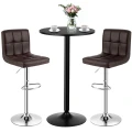 Giantex Set of 2 Swivel Barstools Height Adjustable Square Pub Chair Counter Height Armless Stool Coffee