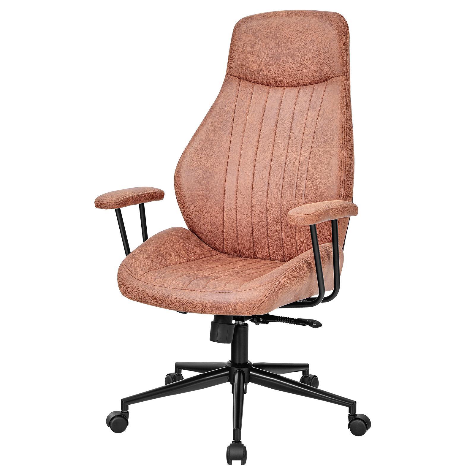 Giantex Suede Fabric Ergonomic Office Chair Adjustable High Back Computer Desk Chair Executive Swivel Chair ,Reddish Brown