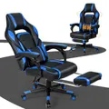 Giantex Gaming Chair w/ Massage Cushion Swivel Ergonomic Computer Chair Home Office,Blue
