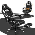Giantex Gaming Chair w/ Massage Cushion Swivel Ergonomic Computer Chair Home Office,White
