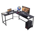 Giantex L-shaped Computer Desk Corner Writing Desk w/ CPU Stand Space-Saving Workstation,Black