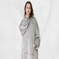Advwin Oversized Hoodie Blanket Soft Plush Comfy Hooded Cuddle Blankets Teen Kids (Light Grey)