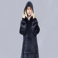 Advwin Oversized Hoodie Blanket Soft Plush Comfy Hooded Cuddle Blankets Teen Kids (Navy Blue)