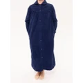 Ladies Givoni Navy Blue Long Length Button Dressing Gown Bath Robe (GB86) [Size: Medium]