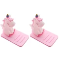 2pcs Unicorn Phone Stand Funny Creative Colorful Plastic Unicorn Phone Rack for Office Home (Pink)