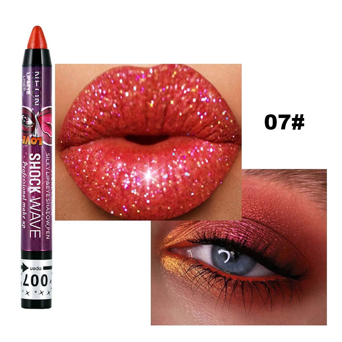 2 In 1 Glitter Eyeshadow Stick Shimmer Lipstick Crayon Pen