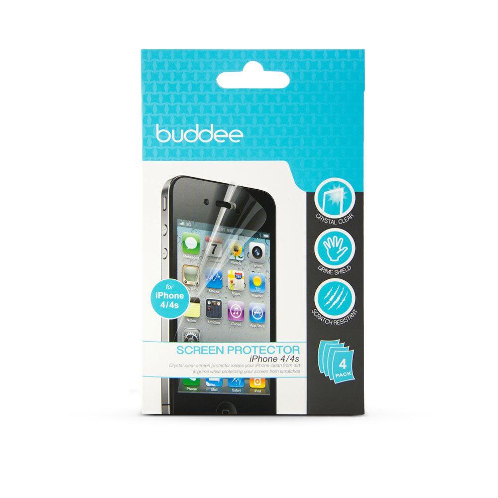 Buddee 4PK Crystal Clear Screen Protector Cover Film Guard for Apple/iPhone 4/4s