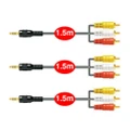 3x Sansai 1.5m 3.5mm Aux Stereo Male to RCA Cable/AV Plug Audio Video for DVD TV