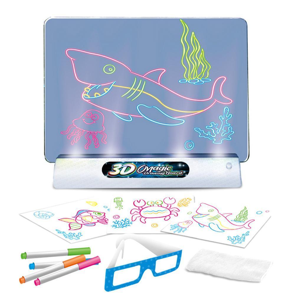 3D Fluorescent Drawing Board Kit Light Up Tracing Pad - Ocean