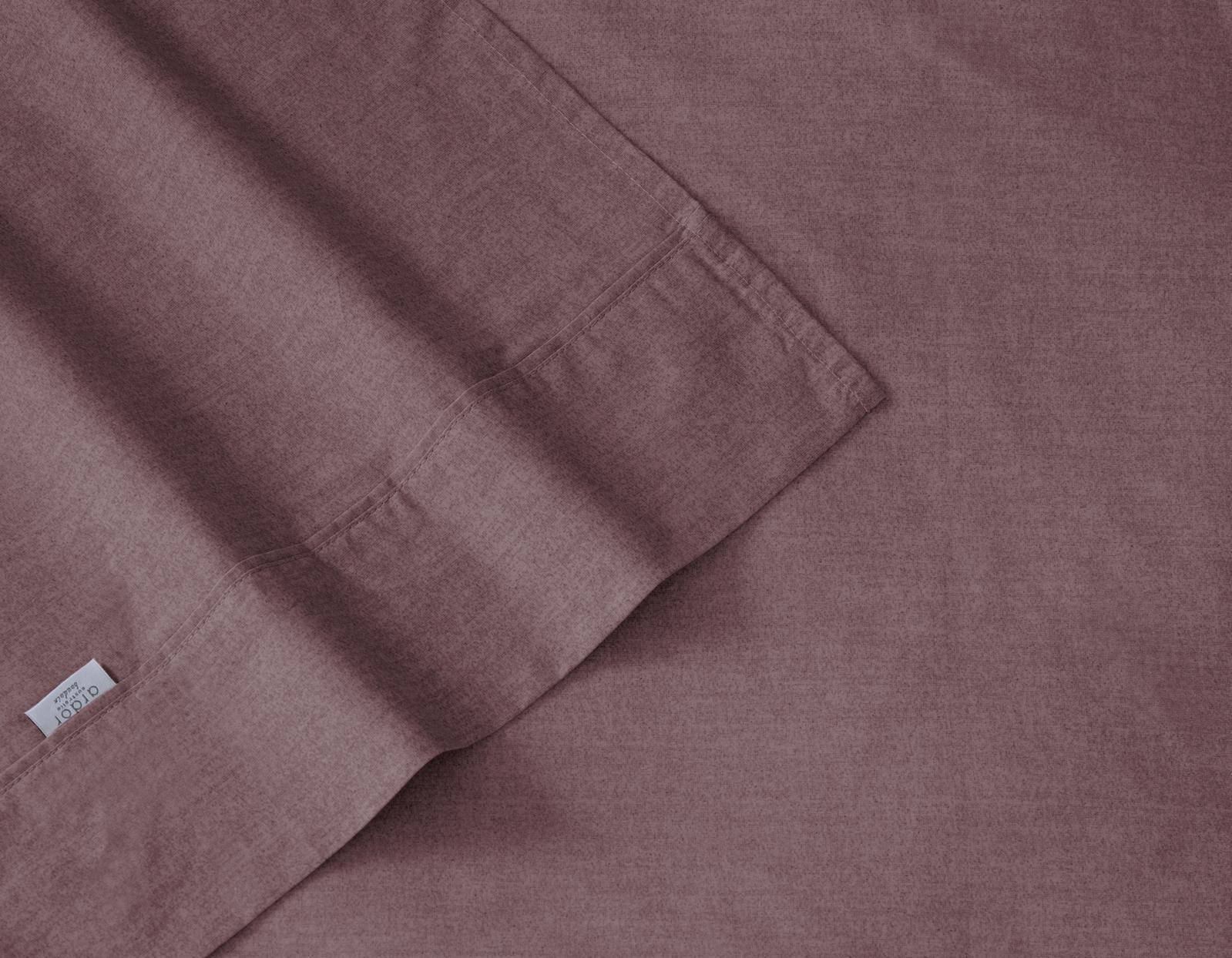 Ardor Boudoir Embre King Bed Cotton Sheet Set Linen Look Washed Bedding Plum
