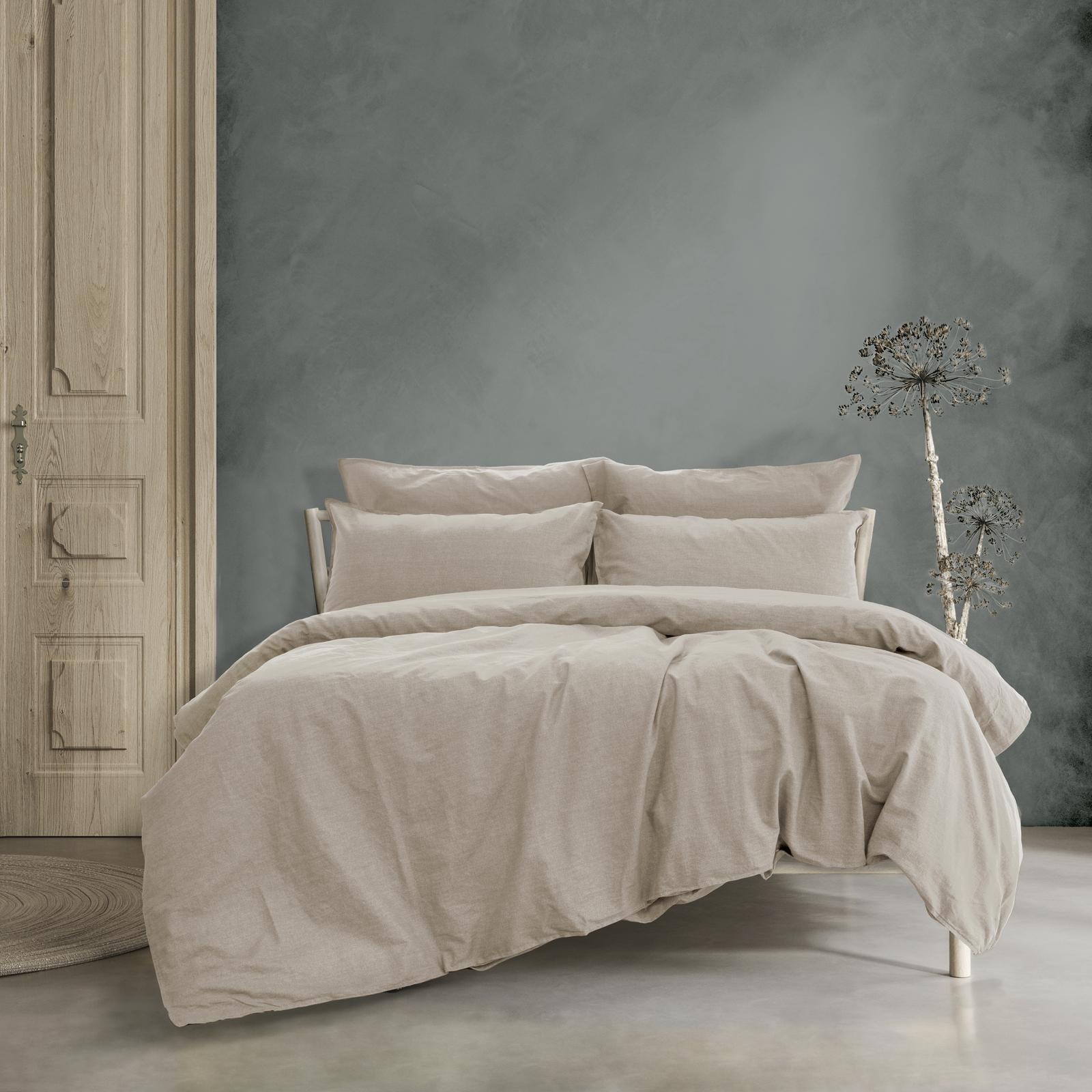 Ardor Boudoir Embre Queen Bed Cotton Quilt Cover Set Linen Look Washed Warm Grey