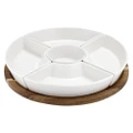 Ladelle 35cm Essentials White Spinning Stoneware Acacia Grazing Serving Platter