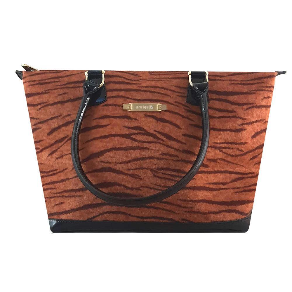 Antler Women/Ladies Hand Tote Carry Bag Clutch Zipped Fashion 53cm Tiger/ORNG