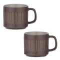 2pc Ladelle 400ml Carve Mulberry Glazed Stoneware Drink Mug/Cup Coffee Oven Safe