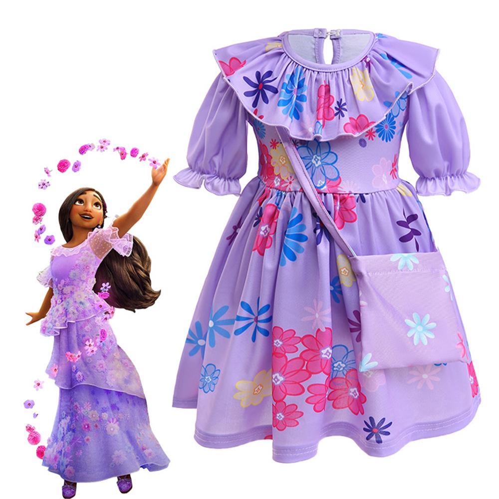 GoodGoods Little Girl Cosplay Costume Short-Sleeved Encanto Dress Princess Children Performance(A,3-4 Years)