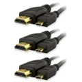 3x Sansai 2m HDMI Plug to Micro HDMI Cable/1080P for Camera/Laptop/Smartphones