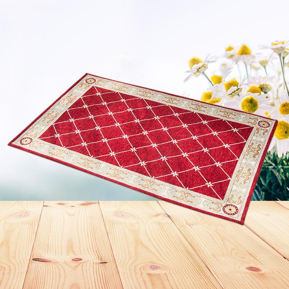Welcome Door Mats Non-slip Floor Mat with Sturdy Stitching Machine Washable Area Rug for Entrance Hallway Kitchen Bathroom 60x40cm(Wine Red)