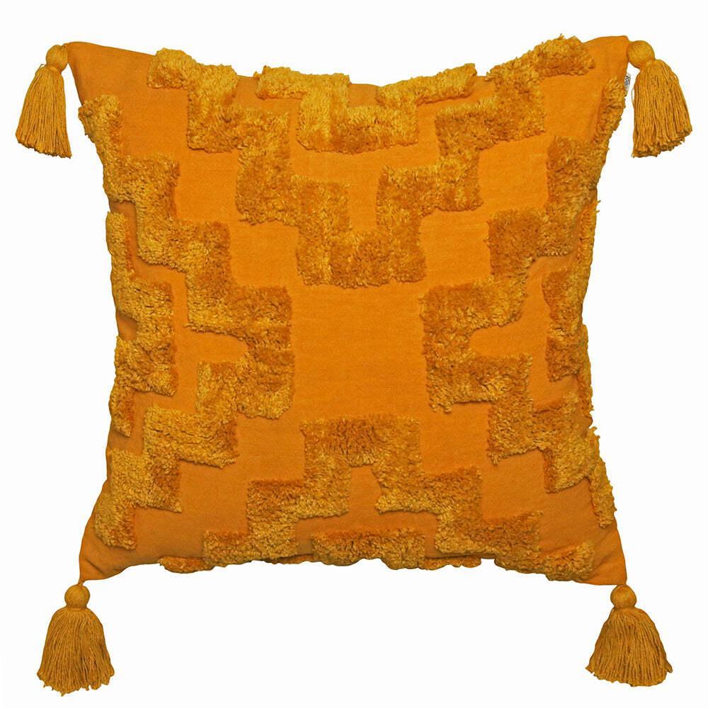 J. Elliot Fletcher Square Cotton Cushion 50cm Home Decorative Pillow Mustard