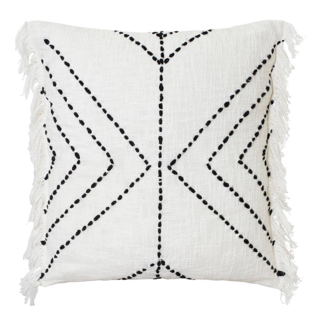 J. Elliot Indra Square Cotton Cushion 50cm Home Decorative Pillow Ivory/Black
