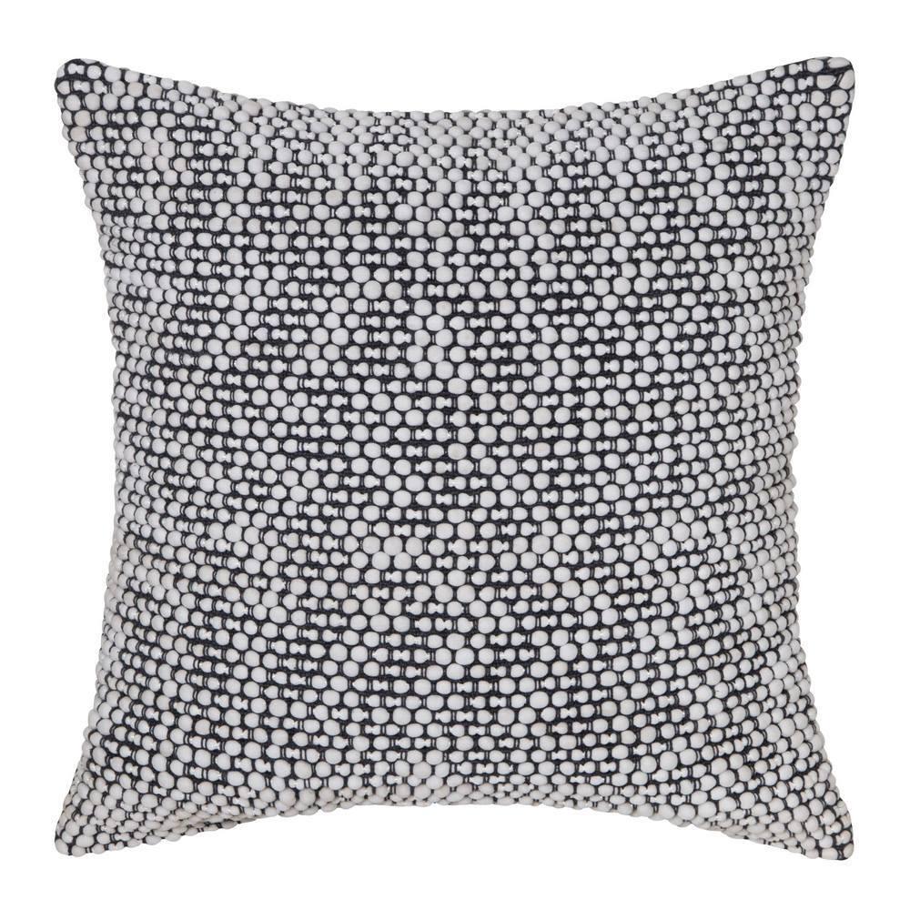 J. Elliot Brody Square Cotton Cushion 50cm Home Decorative Pillow Ivory/Charcoal