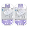 2PK Sansai 2xUSB Port Wall Charger w/Charging Cable Compatible with iPhone 8/7
