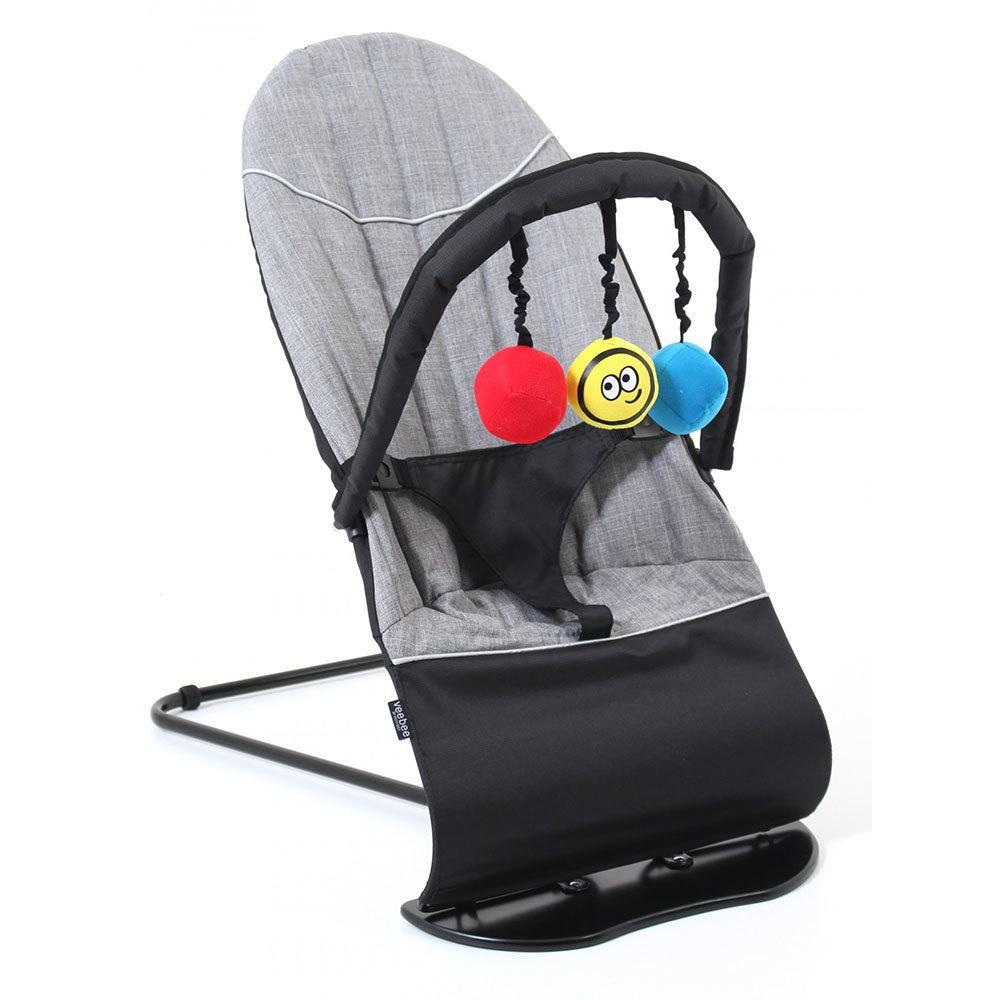Vee Bee Baby Minder Cushioned Rocker/Bouncer for Infant Seat/Chair w/Toys Gray