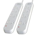2PK Sansai 4 Individual Switch Socket/Outlet Powerboard w/ Overload Protection