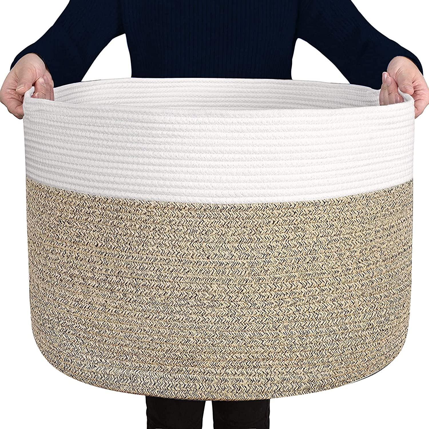 Extra Large Laundry Basket, XXXL Cotton Rope Woven Basket for Blankets Storage Basket