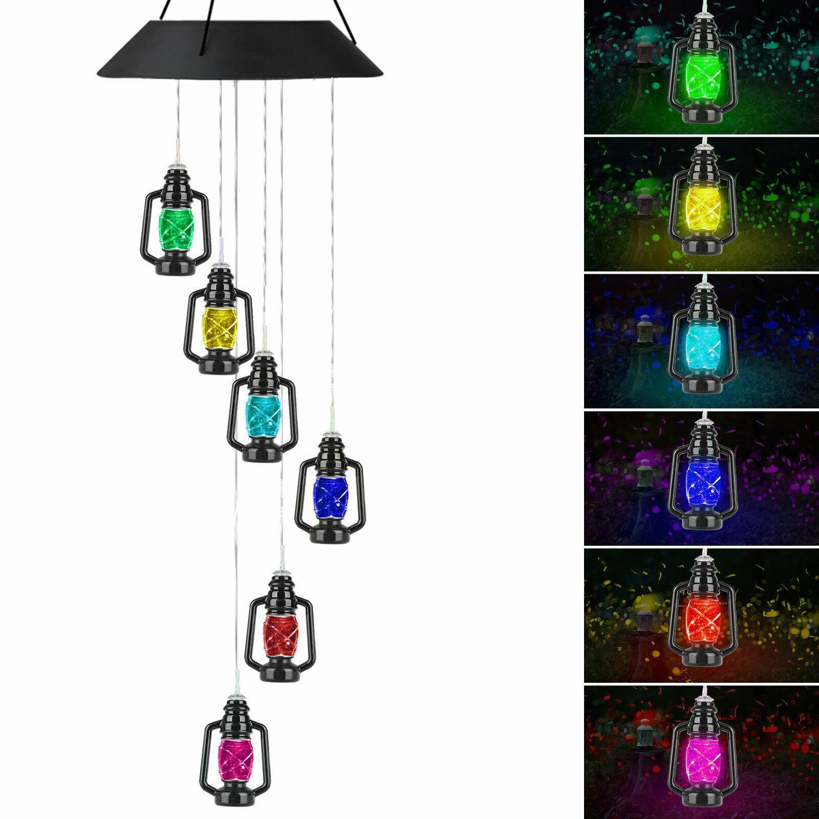 Solar Powered LED Wind Chimes Garden Yard Home Ourdoor Hanging Color Decor Lamp