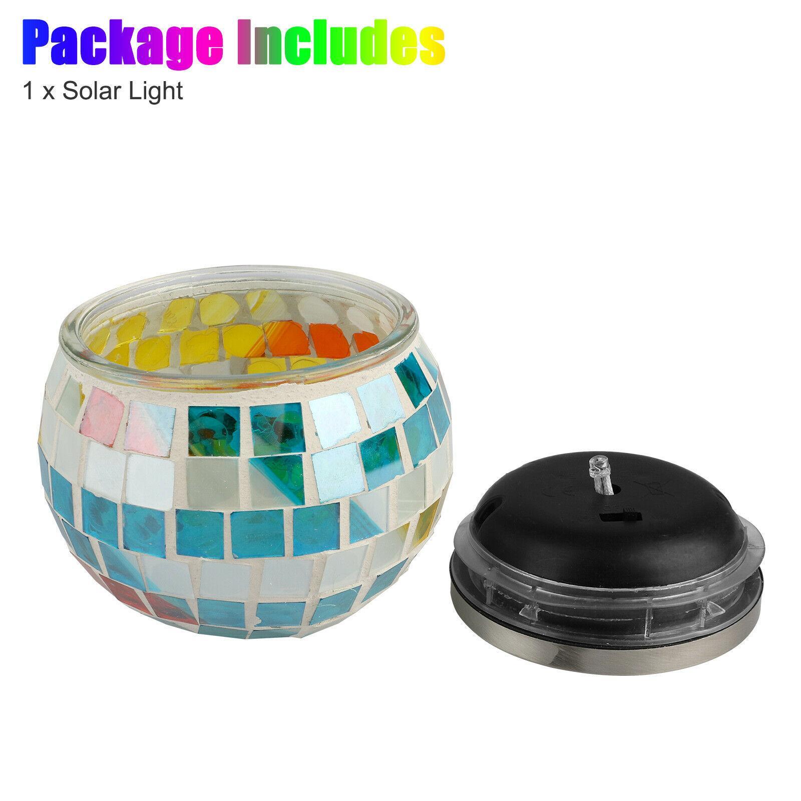 Solar Mosaic Glass Ball Color Changing LED Night Light Outdoor Garden Decor Lamp