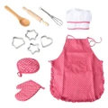 11pcs Kids Kitchen Toy Cooking and Baking Set Kids Role Play Kitchen Toy Kit (Rose Red)