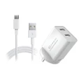 Sansai Dual USB Wall Charger w/USB C Charging Cable for Smartphones Samsung HTC