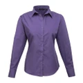 Premier Womens/Ladies Poplin Long Sleeve Blouse / Plain Work Shirt (Purple) (20)