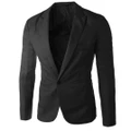 GoodGoods Formal Wedding Blazer Coats One Button Tuxedo Jacket Casual Suits(Black,L)