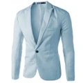 GoodGoods Formal Wedding Blazer Coats One Button Tuxedo Jacket Casual Suits(Sky Blue,2XL)