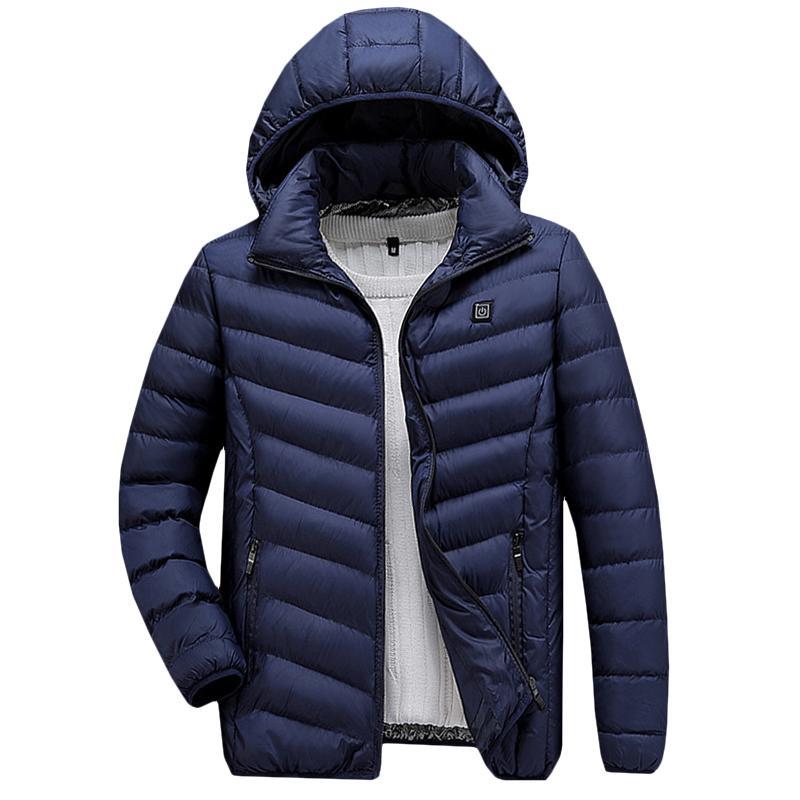 GoodGoods USB Electric Heated Jacket Soft Coat Heating Hooded Padded Coat(Blue,M)