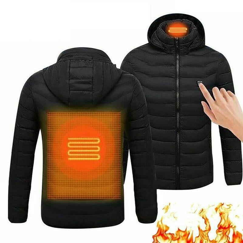 GoodGoods USB Electric Heated Jacket Soft Coat Heating Hooded Padded Coat(Black,M)