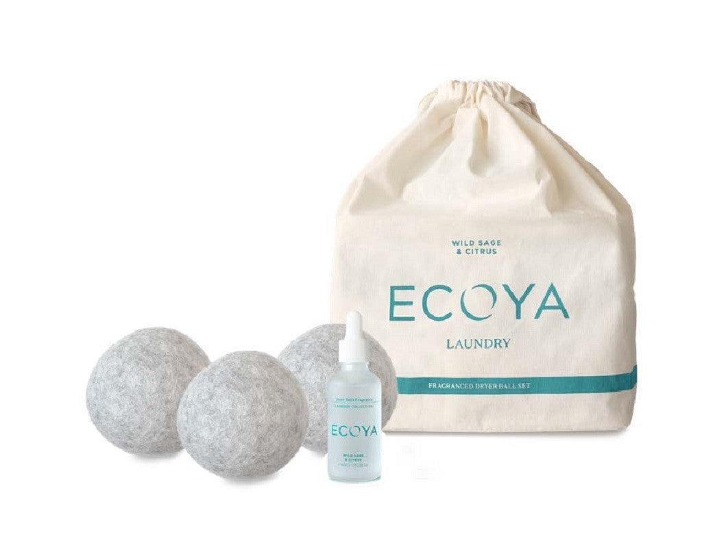 Ecoya Laundry Collection - Dryer Balls Set W/Dropper - Wild Sage & Citrus