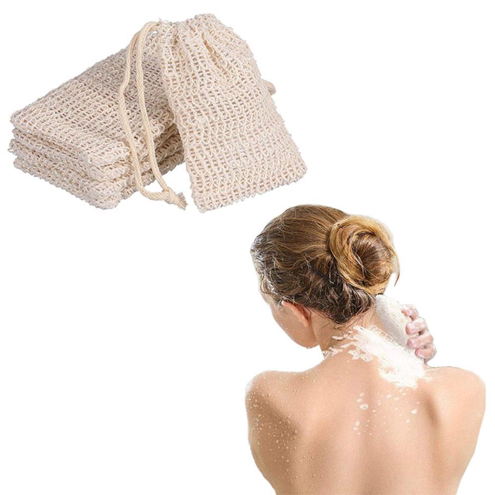 10pcs Cotton Linen Exfoliating Soap Bags Soft Foaming Nets Drawstring Exfoliating Bags Bathroom Accessories