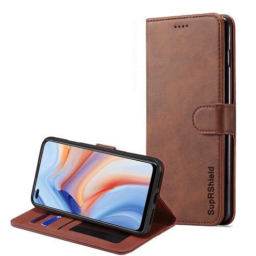 For Oppo Reno4 5G Case SupRShield Wallet Leather Flip Magnetic Stand Case Cover (Coffee)